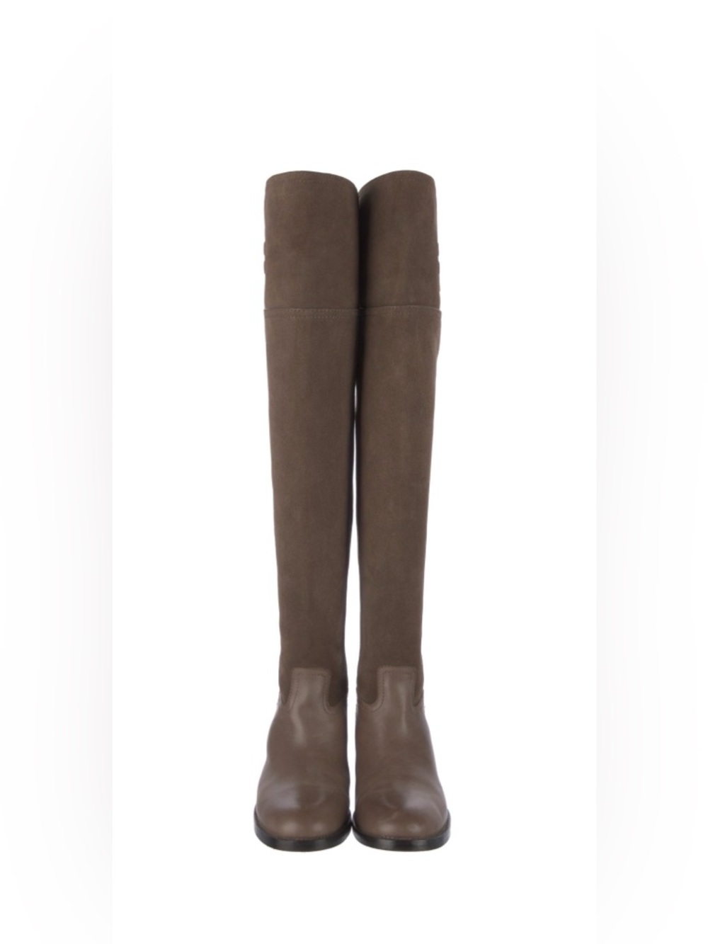 Tory Burch Brown Suede and Leather Over-the-Knee Boots